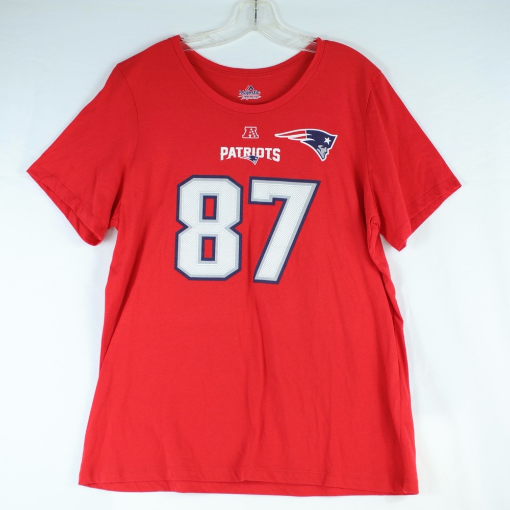 Majestic NFL New England Patriots Red Gronkowski T Shirt Womens Size XXL